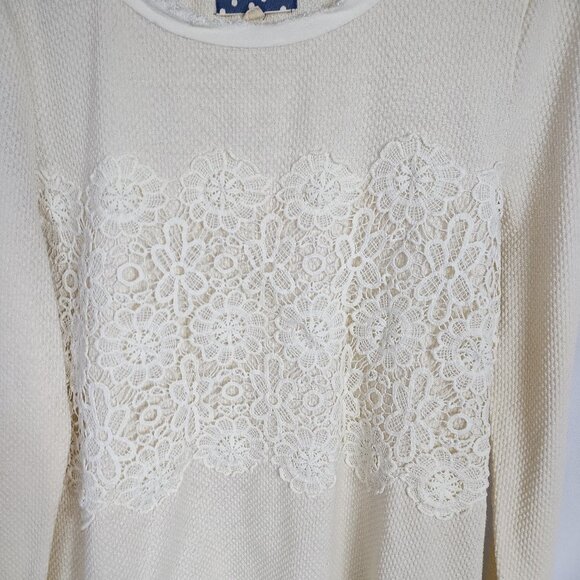 Comme Toi... Women's Cream Lace Long Sleeved Blouse Size S - Picture 3 of 11